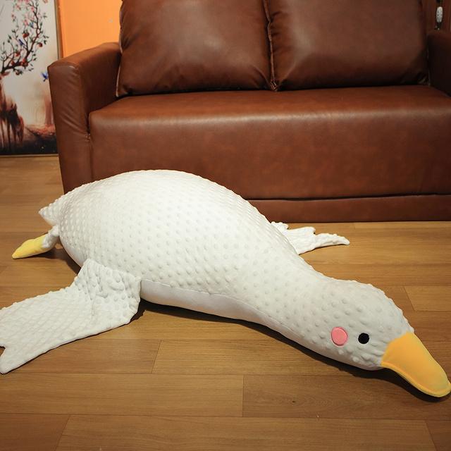 70 /100 /120cm Huge Size Massage Duck Plush Toys Stuffed Soft Lying Goose Pillow Cartoon Animal Mat Dolls Baby Kids Appease Toys