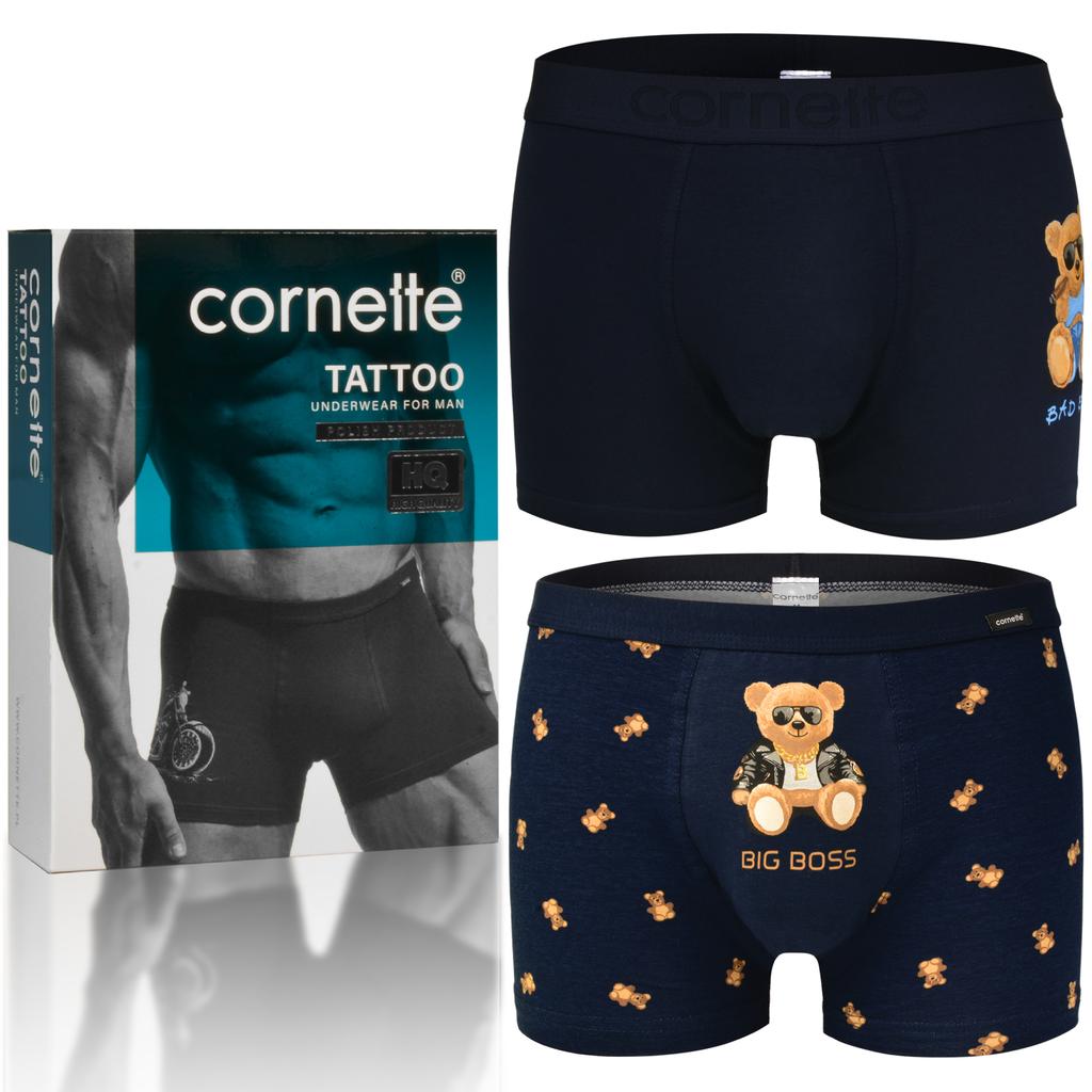 Cornette Men's Boxer Shorts Navy Blue Set of 2 Teddy Bears Cotton