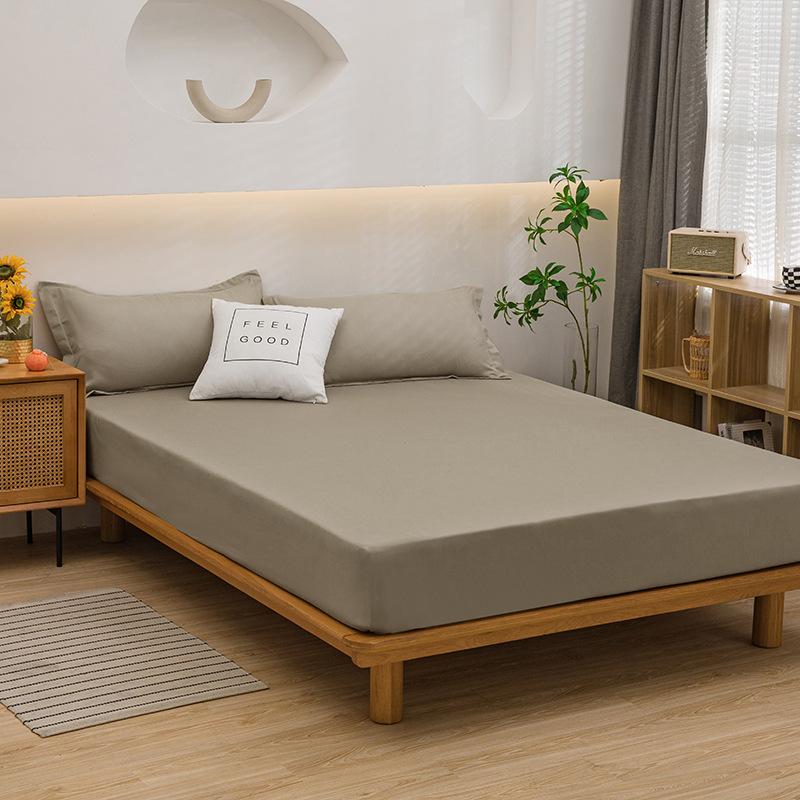 Mattress Cover Fitted Bed Sheet Solid Color Anti-slip Adjustable Bed Cover (Without Pillowcase)