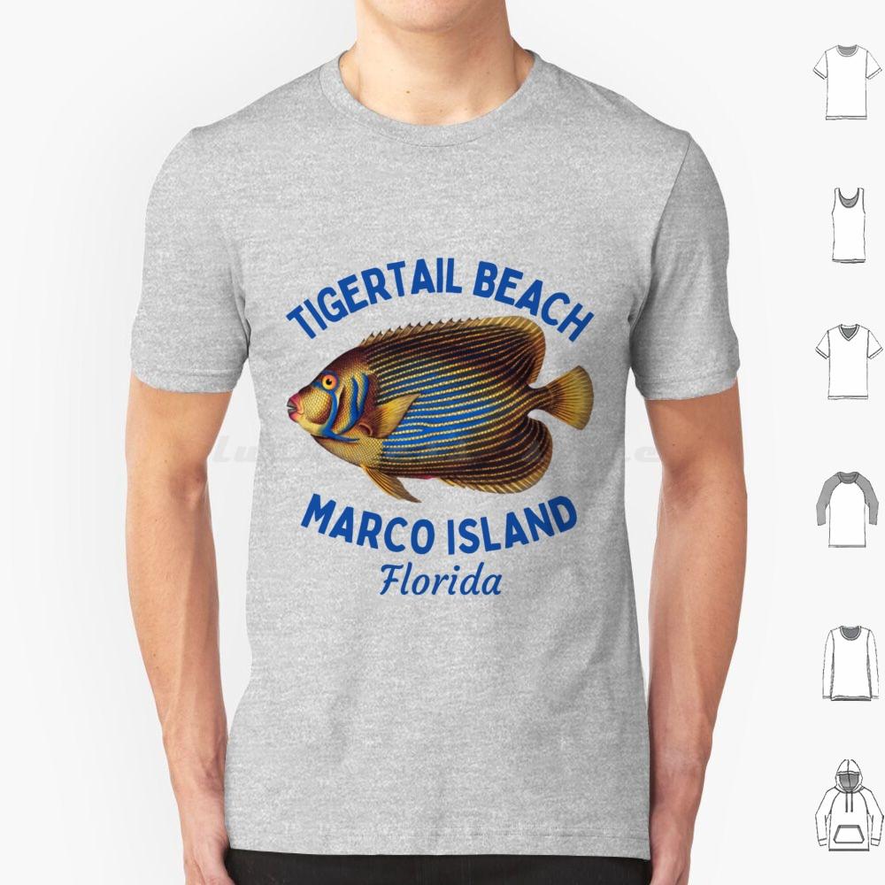 Tigertail Beach  Marco Island  FloridaBlue TextVacation  Leisure T Shirt 6xl Cotton Cool Tee Tigertail Beach Tigertail