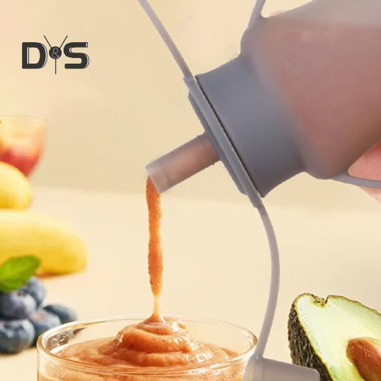 Силиконовые пакеты для еды для малышей, пакет для фруктового пюре, многоразовые пакеты для еды, не содержащие BPA, домашний пакет для хранения пюре с трубочками на ручках