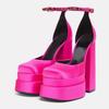 Women's Pumps High Heels Platform Sandals Sexy Dress Party Wedding Shoes Women Square Toe High Heel Crystal Female Sandal