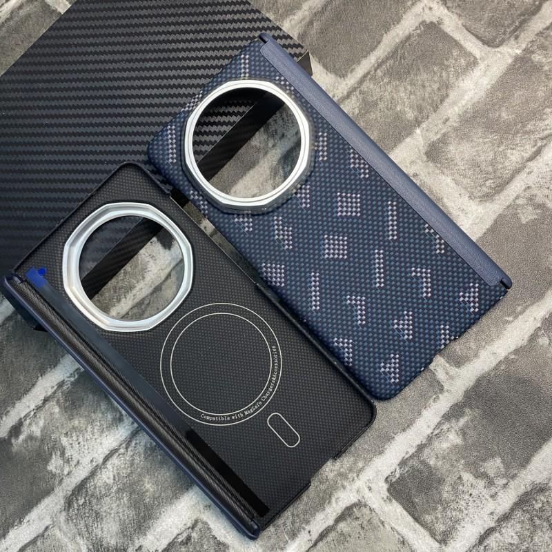 Honor Magic V5 Kevlar Carbon Fiber Magnetic Case With Metal Frame Heat Dissipation Protection Cover
