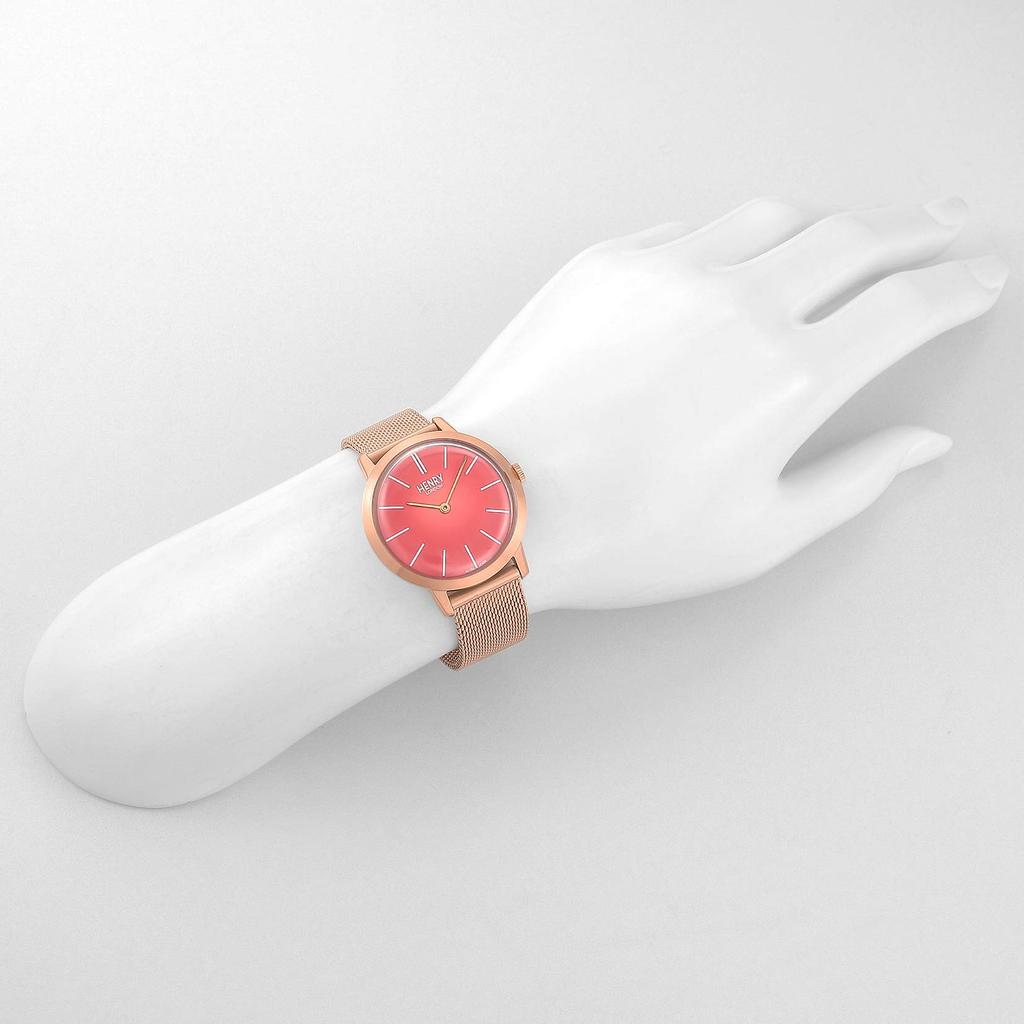 Часы ICONIC Pink Dial Stainless Steel Mineral Glass Quartz 34MM London Watch Black [Henry London] HL34-M-0272 Womens [Товар]