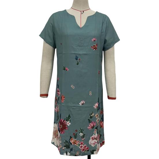 Женское летнее платье с v-образным вырезом и цветочным принтом, свободное прямое платье-пуловер длиной до колена, цветное платье миди, женская одежда