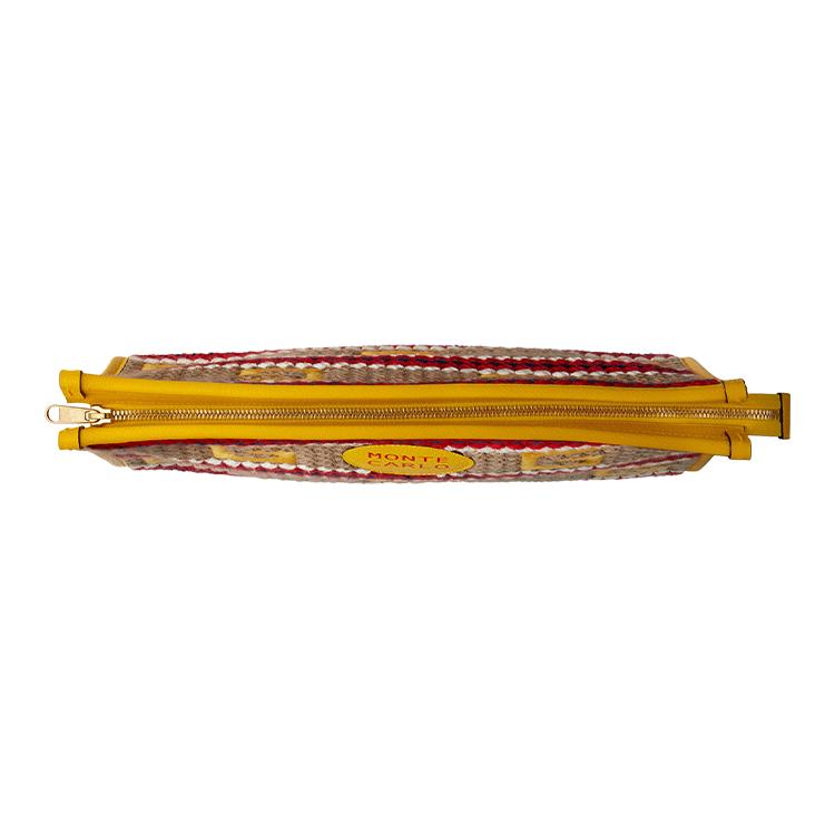 GUCCI Fabric With Leather Clutch Womens Yellow Red