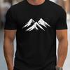Men's Mountain Peaks Graphic Print Short-Sleeve T-Shirt Cotton Casual Tee for Gym Sports Casual Attire Men Clothing Comfortable