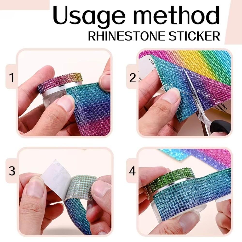 1 ярд/90 см Самоклеящаяся тесьма со стразами DIY Многоцветная лента для отделки хрустальными стразами AB Цвет Термолента с кристаллами