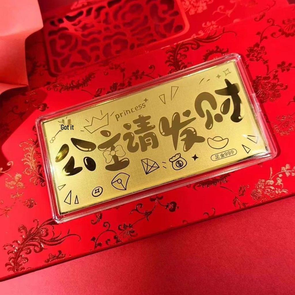 Красный конверт-сумка из чистого золота 999 пробы с креативной наклейкой для мобильного телефона Год Лошади