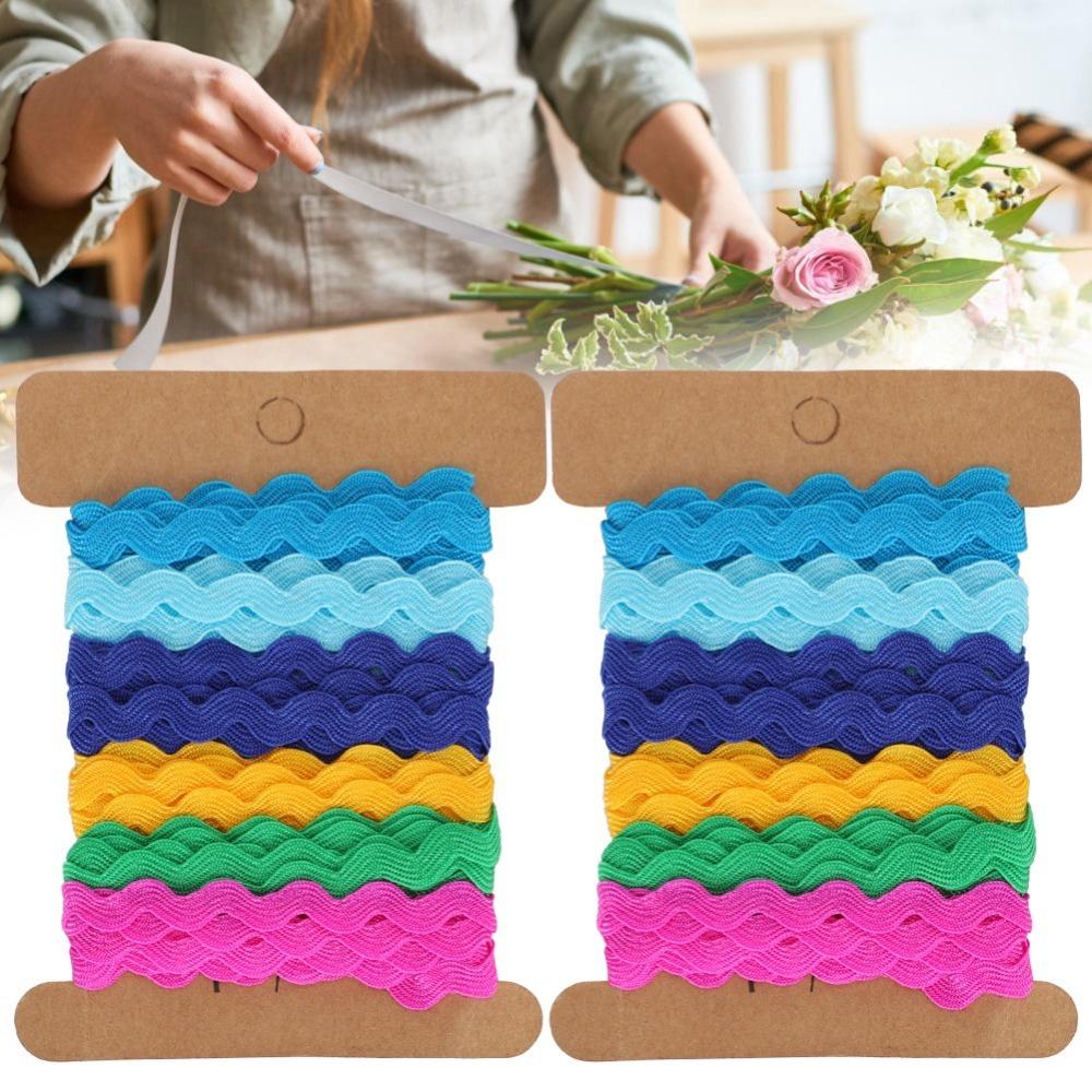2pcs 8mm Width Wavy Lace Trim Color Ribbon Curved Belt Webbing Hand Made Rick Rack Trim For Sewing