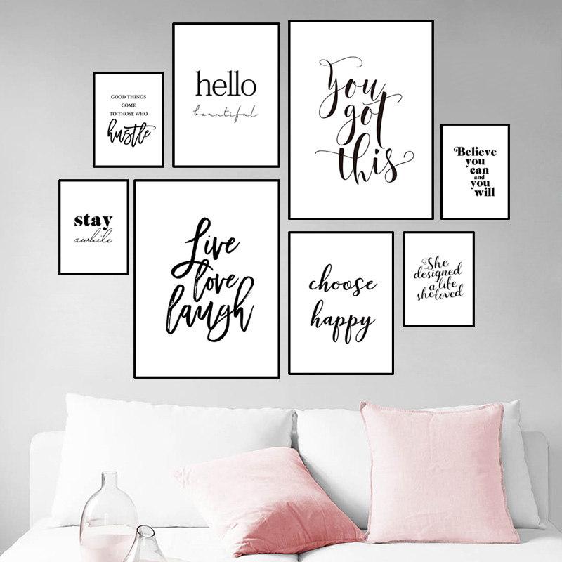 Офис Inspritional английские буквы, настенный художественный постер, цитата, холст, живопись, черно-белые принты, современный домашний декор, фотографии HD2825