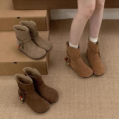 2025 Женские Универсальные Ретро Ковбойские Ботинки Мартин на Плоском Каблуке на Шнуровке