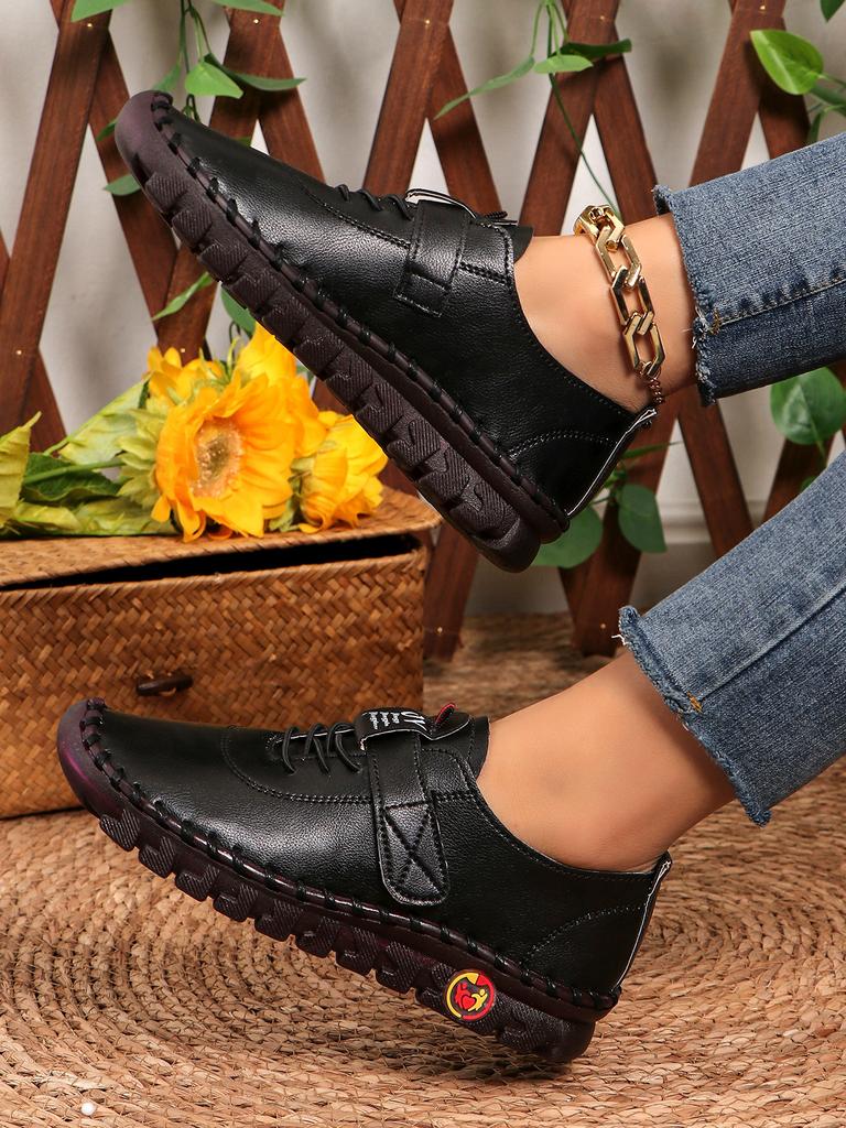 Fashion Spring and Summer 2024 Newsoft-soled Roman Breathable Retro Stitching Muffin Bottom Plus Size WOMEN'S Shoes Single