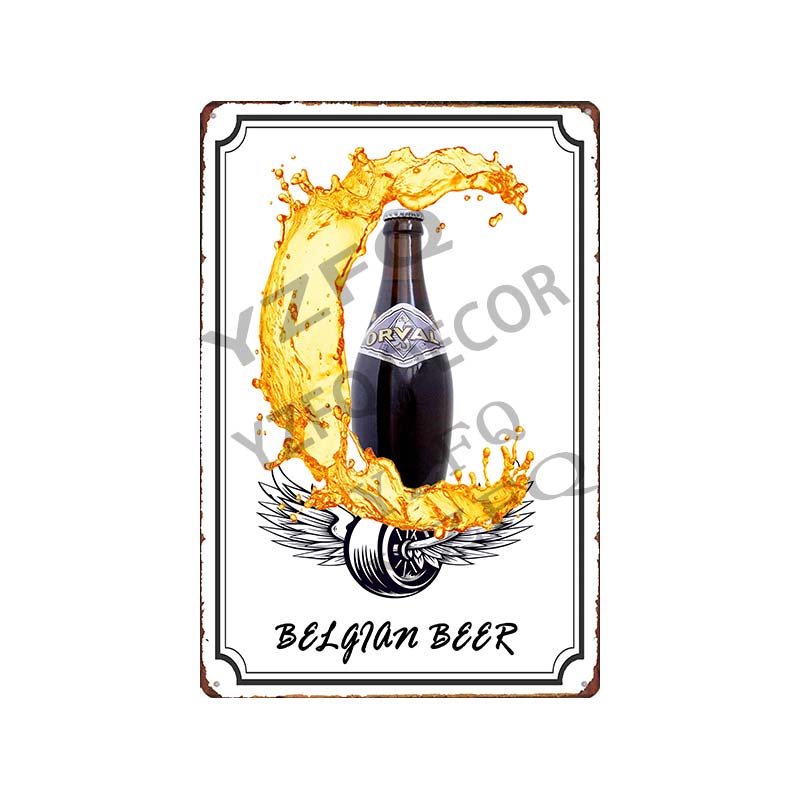 30x20 см Жестяная вывеска с пивом Hoegaarden Orval Chouffe - Винтажная металлическая табличка, Идеально подходит для Декора Стены Бара/Паба/Кухни/Дома/Кофейни, Постер