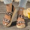 Leopard Print Wedge Sandals for Women Summer 2025 Lightweight Non Slip Walking Shoes Woman Comfortable Platform Sandles