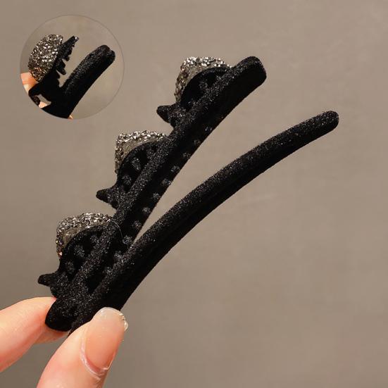 Декор в виде сердца со стразами, элегантная заколка для волос, двухслойная шпилька с ворсом, заколка для волос, аксессуары для волос