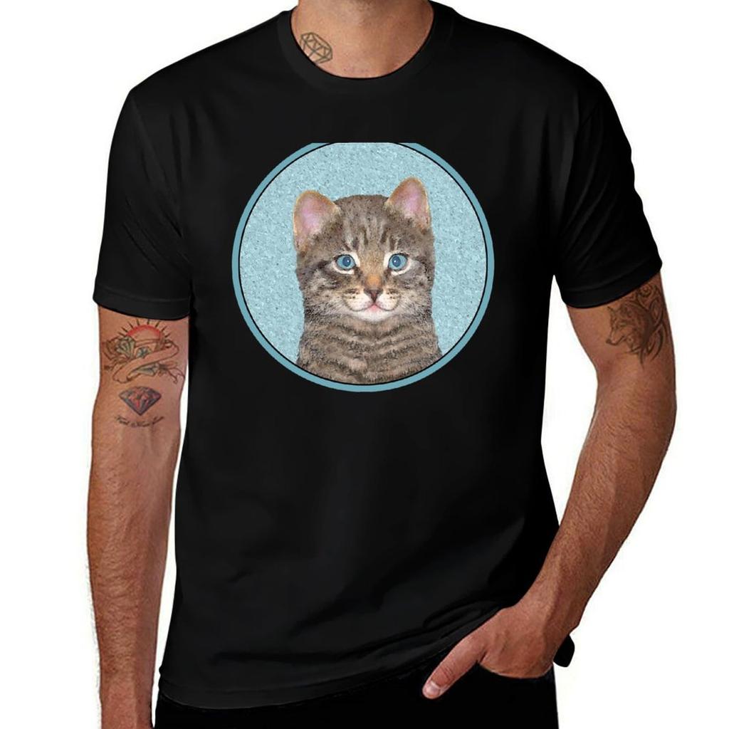 Gray Tabby Cat Tshirt Soft Touch Basic Cotton Tshirt