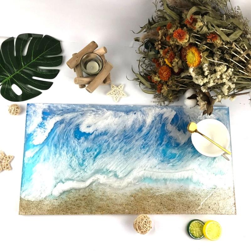 Силиконовые Формы-Лотки для Эпоксидной Смолы, Прямоугольная Форма для Заливки Эпоксидной Смолы для Поделок DIY, Форма для Подноса из Смолы, Форма для Стола из Смолы