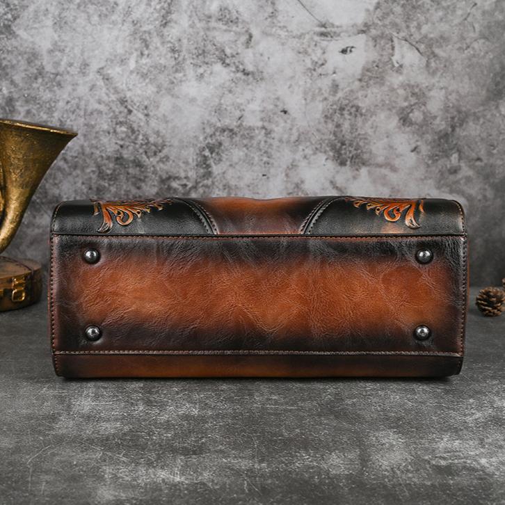 Johnature Роскошная большая вместительная сумка ручной работы, женская кожаная сумка с тиснением, универсальные сумки через плечо и через плечо