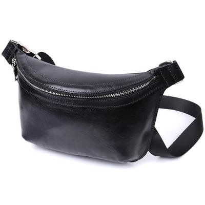 Кожаная женская бананка GRANDE PELLE Bag 22813 Черный