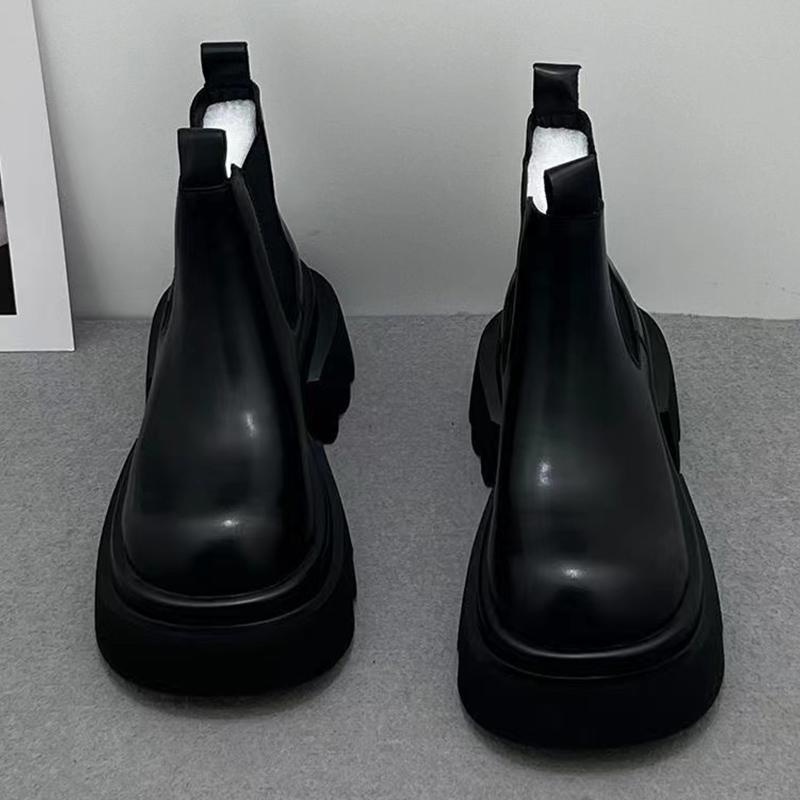 Кожаные женские зимние ботильоны на платформе и среднем каблуке, дизайнерские массивные мотоциклетные ботинки 2024 года, трендовая зимняя мода, Botas Mujer