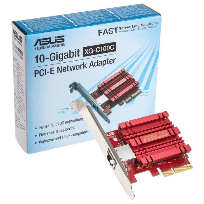 Carte Ethernet 10Go - ASUS - XG-C100C - PCI Express - 1 Port RJ45 - Câble réseau cuivre