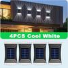 2/4/6PCS Solar Fence Lights Cool White Solar LED Wall Lamp with Motion Sensor Outdoor Solar Garden Lights for Patio Stairs Porch