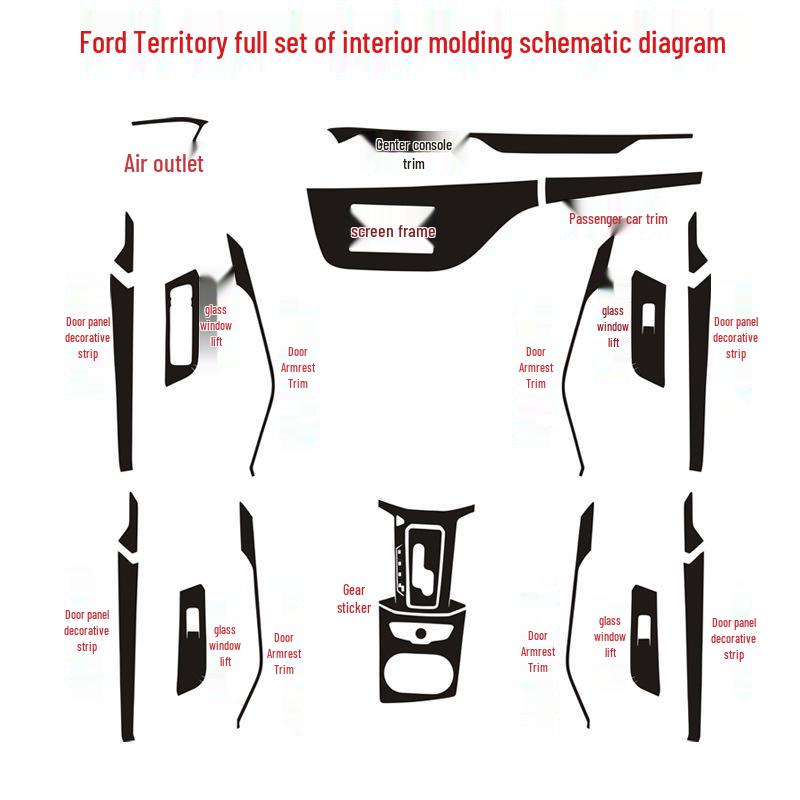 Territory Interior Carbon Fiber Stickers: Console, Gear Shift, Window Lift Decor & Protection
