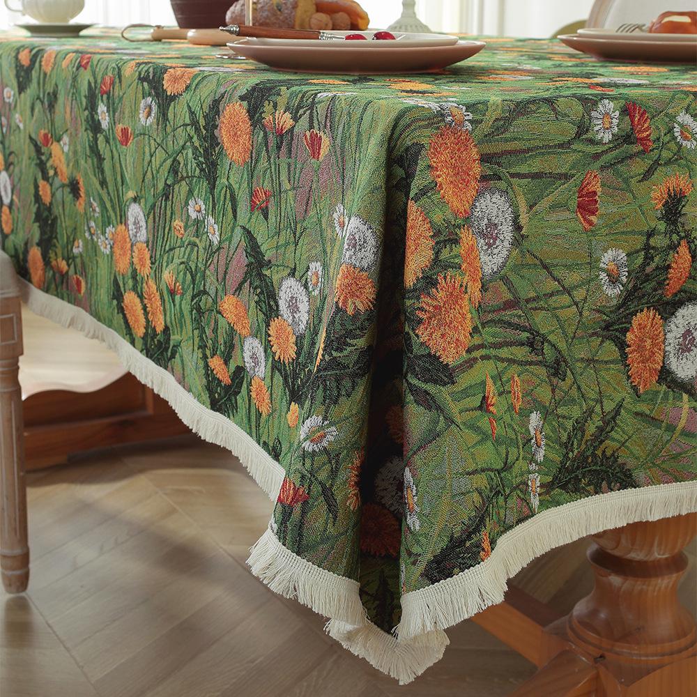 Скатерть в стиле винтажной масляной живописи, чехол для тумбы под телевизор, полотенце, жаккардовая хлопковая льняная ткань, бытовые прямоугольные скатерти