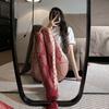 Internet Celebrity Babes Pure Desire Color Rose Sex Fishnet Socks Side Mesh Hollow Cross Strap Pantyhose
