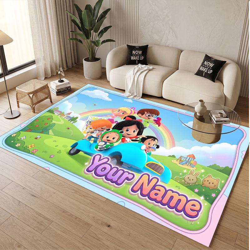 Custom Name Text Crystal Velvet Rug,Cleo & Cuquín Soft Plush Decorative Non Slip Floor Carpet