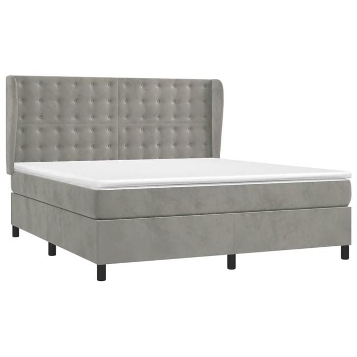 Maison Exclusive - Sommier à lattes de lit et matelas Gris clair 160x200cm Velours