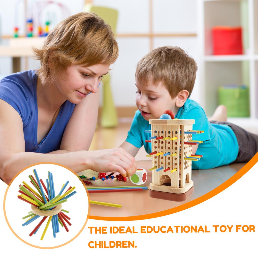 3in1 Interactive Montessori Board Game Colorful Wood Stick Dice Game Educational Fine Motor Skill Toy for Children Boy and Girls