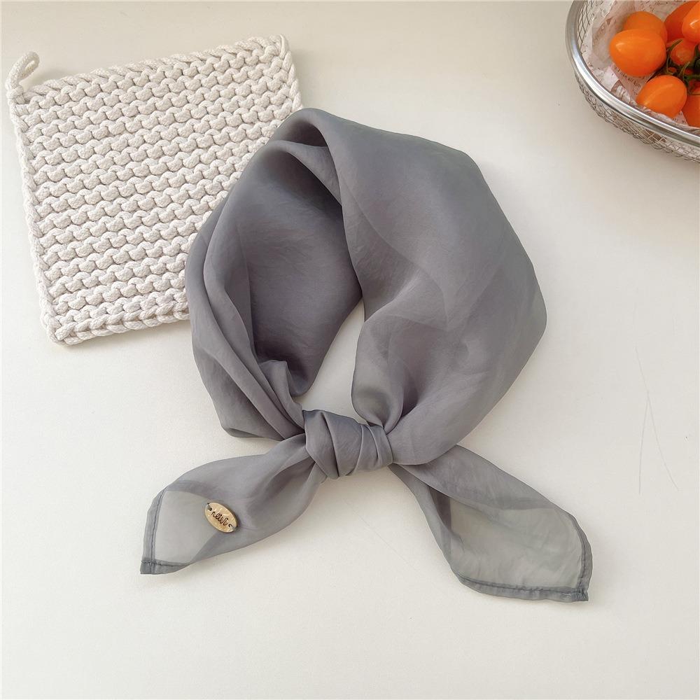 Thin Cotton Linen Scarves Solid Color Square Handkerchief Retro Pure Color Silk Scarf Women