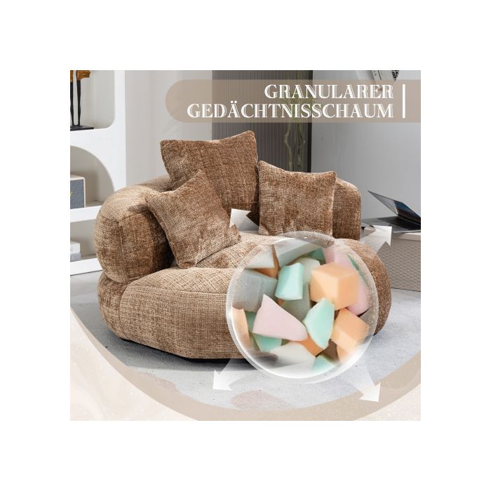 Canapé - MUVOE - Lazy Boy - Chenille marron - Chaise longue confortable - Haut dossier