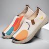 A Woman Wearing Graffiti Shoes 2025 New Thick-soled Painted Casual Shoes  Women's Flat Sports Shoes