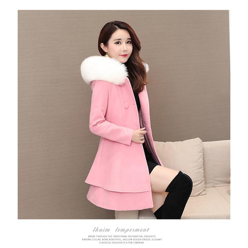 For Women Fur Collar Woolen Coat Coat Korean Version Slim Fit