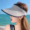 Large Brim Sun Visors for Women Summer Ice Silk Empty Top Beach Cap Anti-UV Sun Protection Hat Fashion Visors Hollow Folded Sports Sun Hat Beach Cap