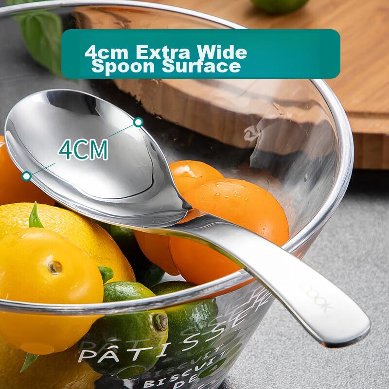 304 Stainless Steel Soup Ladle And Spoon Set, Extra Large And Thick Round Bottom Serving Spoons for Rice And Soup, Three-Piece Set MCGC944