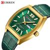 CURREN 8478 Унисекс Часы с Бочкообразным Корпусом и Кожаным Ремешком – Модные, Водонепроницаемые, Кварцевые с Двойным Календарем для Пар