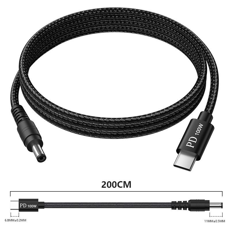 Type-C to DC 100W Fast Charging Cable for HP, Lenovo, Dell Laptops - 2 Meters