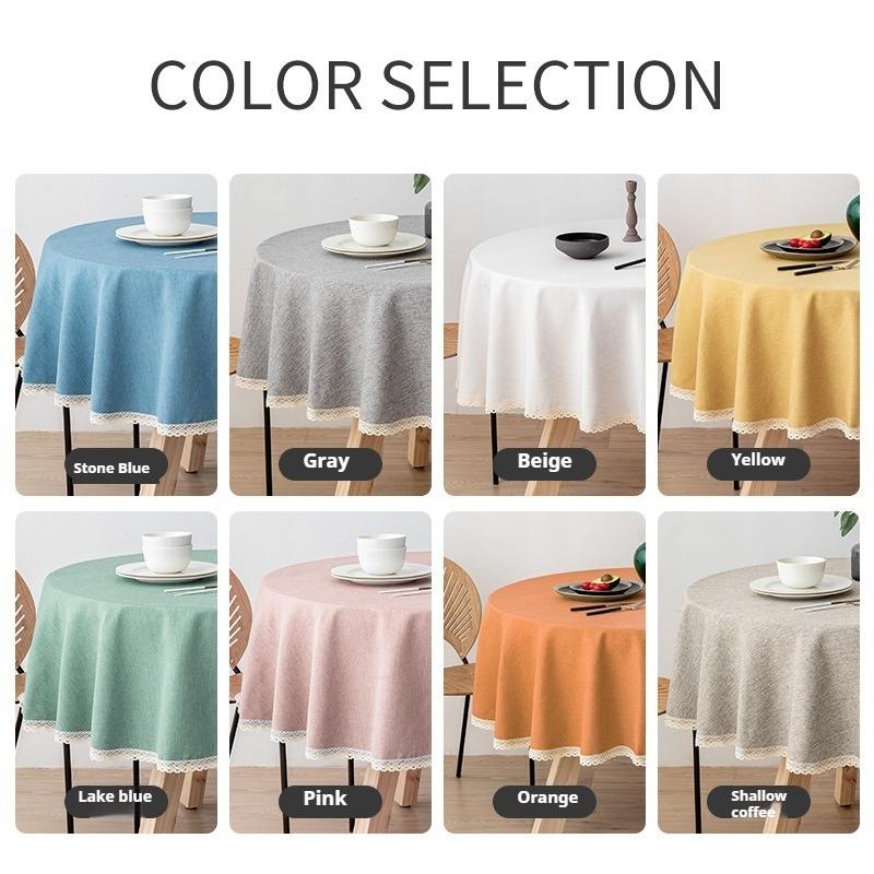 Большая круглая льняная скатерть, водонепроницаемая и маслоотталкивающая ткань ТПУ, подходит для отелей, домов, круглых столов и гостевых домов.
