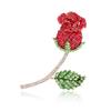 Elegant Flower Brooch Pin Rhinestone Fashion Jewelry Red Rose Brooch Gold Full Rhinestone Metal Pin Ladies Clothing Brooch