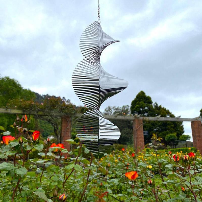 3D Rotating Wind Chimes Flip Spiral Pendant Patio Wind Spinner Bell For Home Decor Garden Hanging Decoration Outdoor Windchimes
