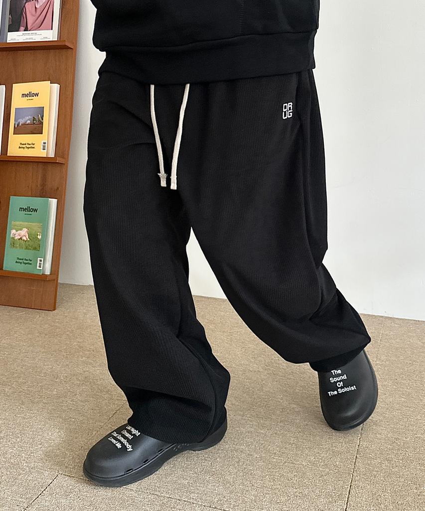 DRUG PRODUCT Wide Corduroy Sweat Pants, Black