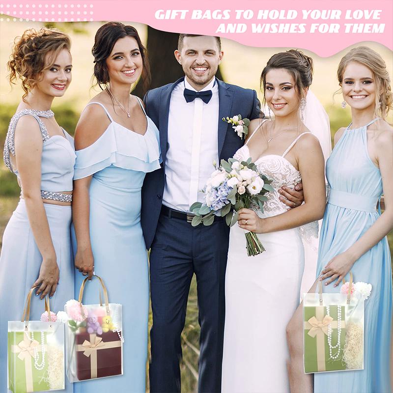 10PCS Transparent Frosted Tote Bag PP Waterproof Companion Gift Candy Bag Flower Wrapping Bag Birthday Wedding Party Supplies