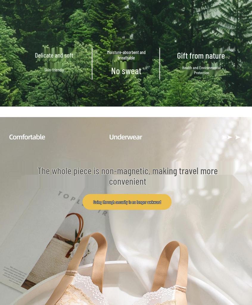 Wireless Lace Bra with Side Support and Anti-Sagging Design