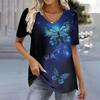 Butterfly 3d Print Top Tees Summer Women's V-neck T Shirts Fashion Women's Shirt & Blouse 2025 T-shirt Female Clothing Oversized