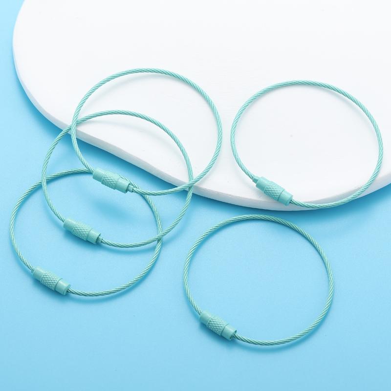 5-10pcs Colorful Metals Steel Wire Keychain Loop Solid Color Loop Holder Key Chains Diy Key Chain Accessories V167