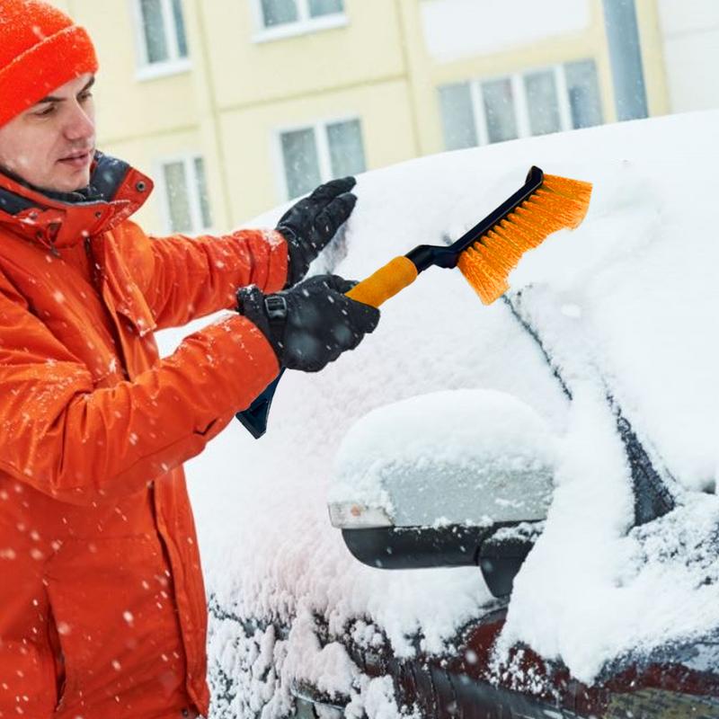 Скребок для льда и щетка для автомобиля 2 в 1 Скребок для льда и щетка для автомобиля Эргономичная ручка из пеноматериала Очиститель снега для автомобильного стекла Скребок для льда для